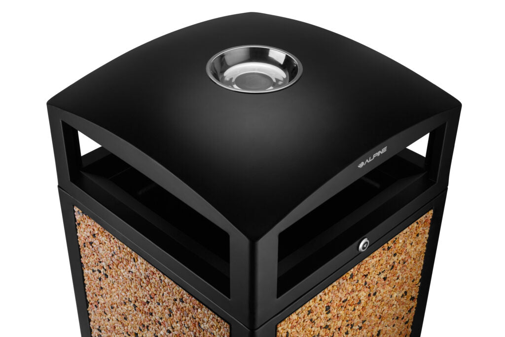 RUGGED 40-GALLON ALL-WEATHER TRASH CONTAINER WITH ASHTRAY LID