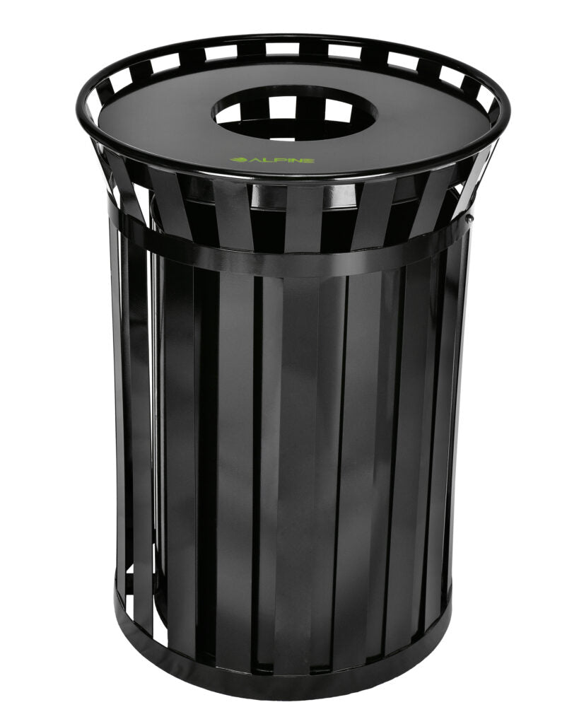 38 GALLON OUTDOOR METAL WASTE RECEPTACLE