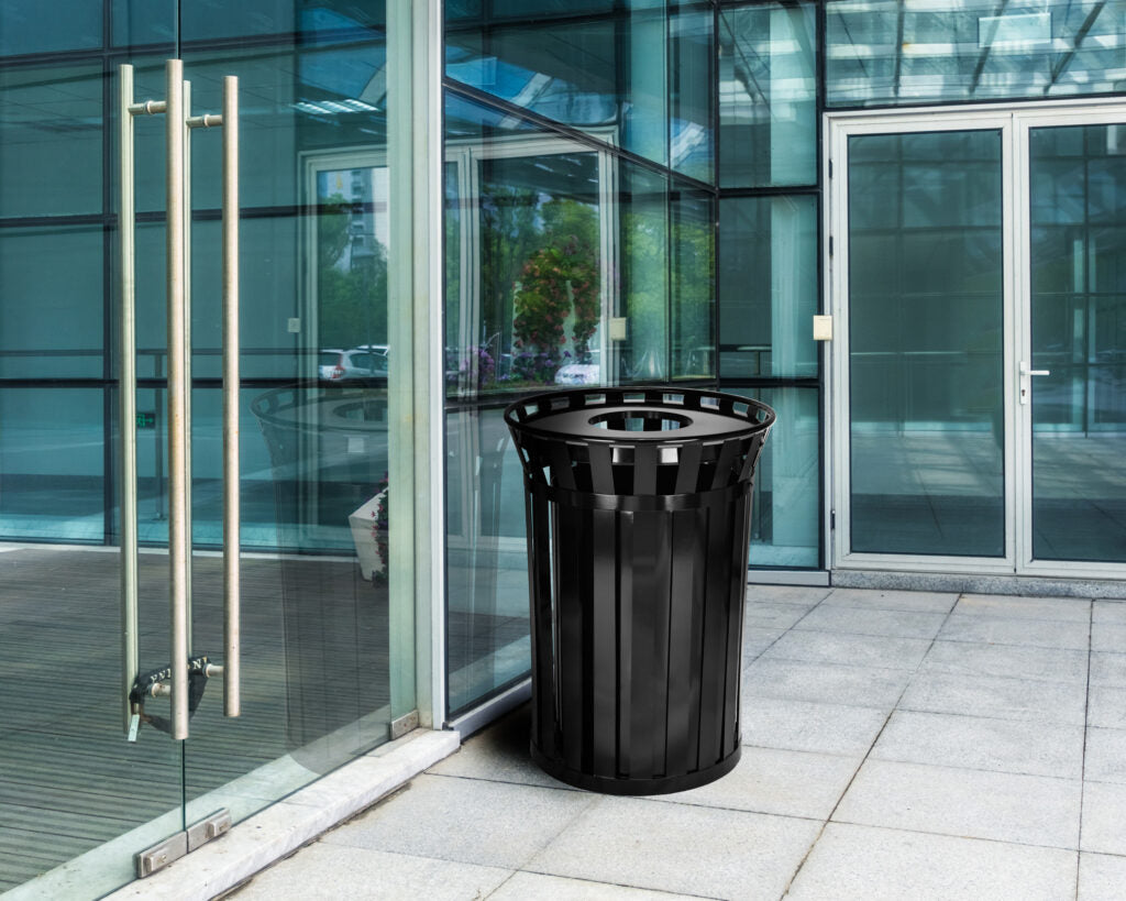 38 GALLON OUTDOOR METAL WASTE RECEPTACLE