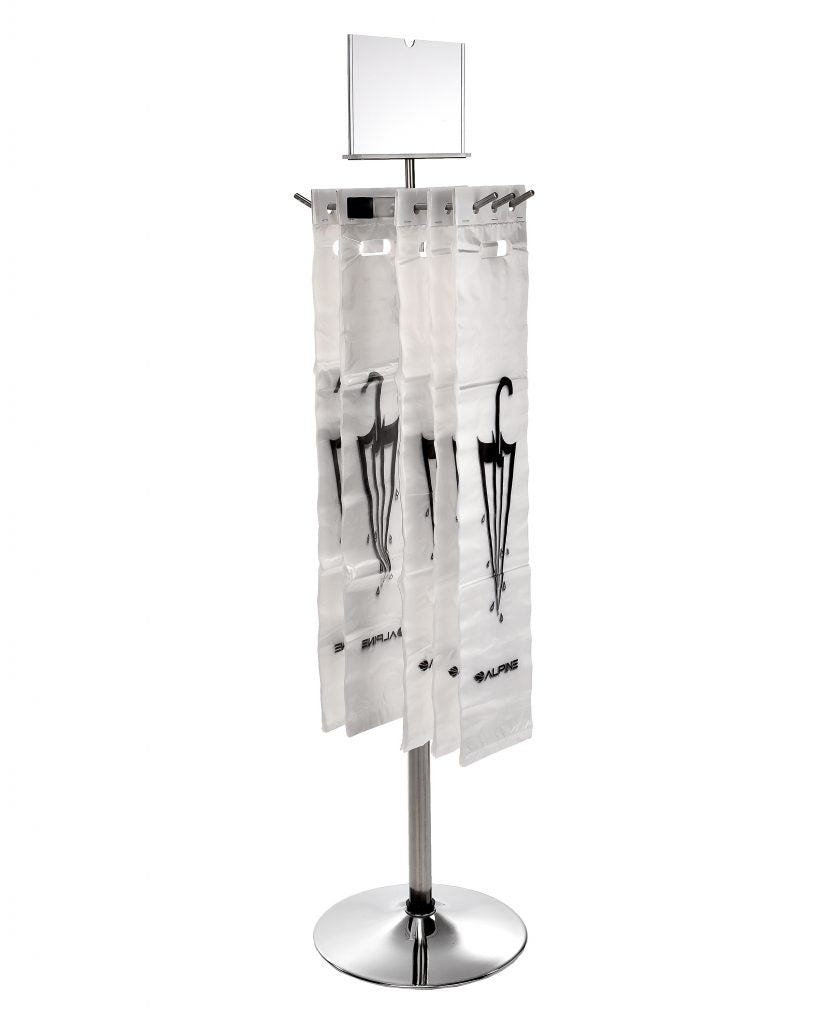 ALPINE INDUSTRIES WET UMBRELLA BAG WRAPPER STAND, BONUS 100 LONG BAGS INCLUDED