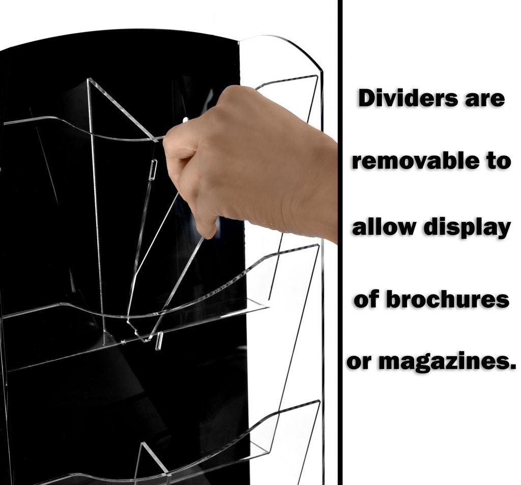 HANGING MAGAZINE RACK WITH CLEAR ACRYLIC ADJUSTABLE POCKETS