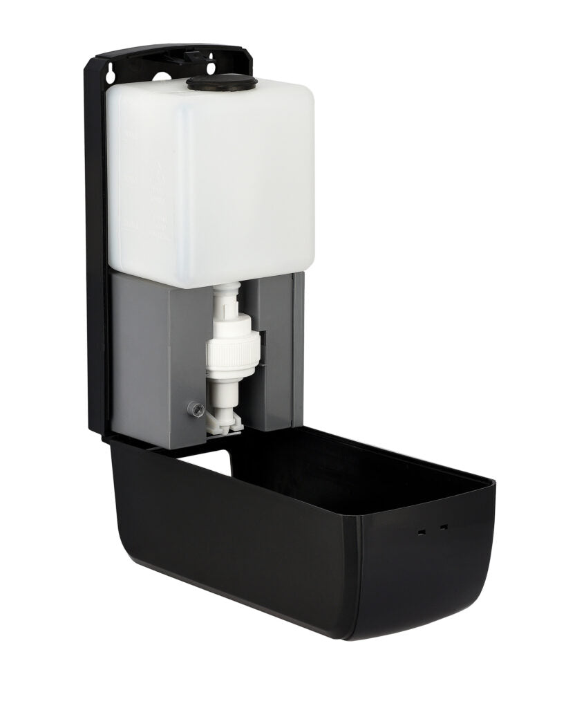 AUTOMATIC HANDS FREE FOAM HAND SANITIZER/SOAP DISPENSER WITH FLOOR STAND, 1200ML, BLACK