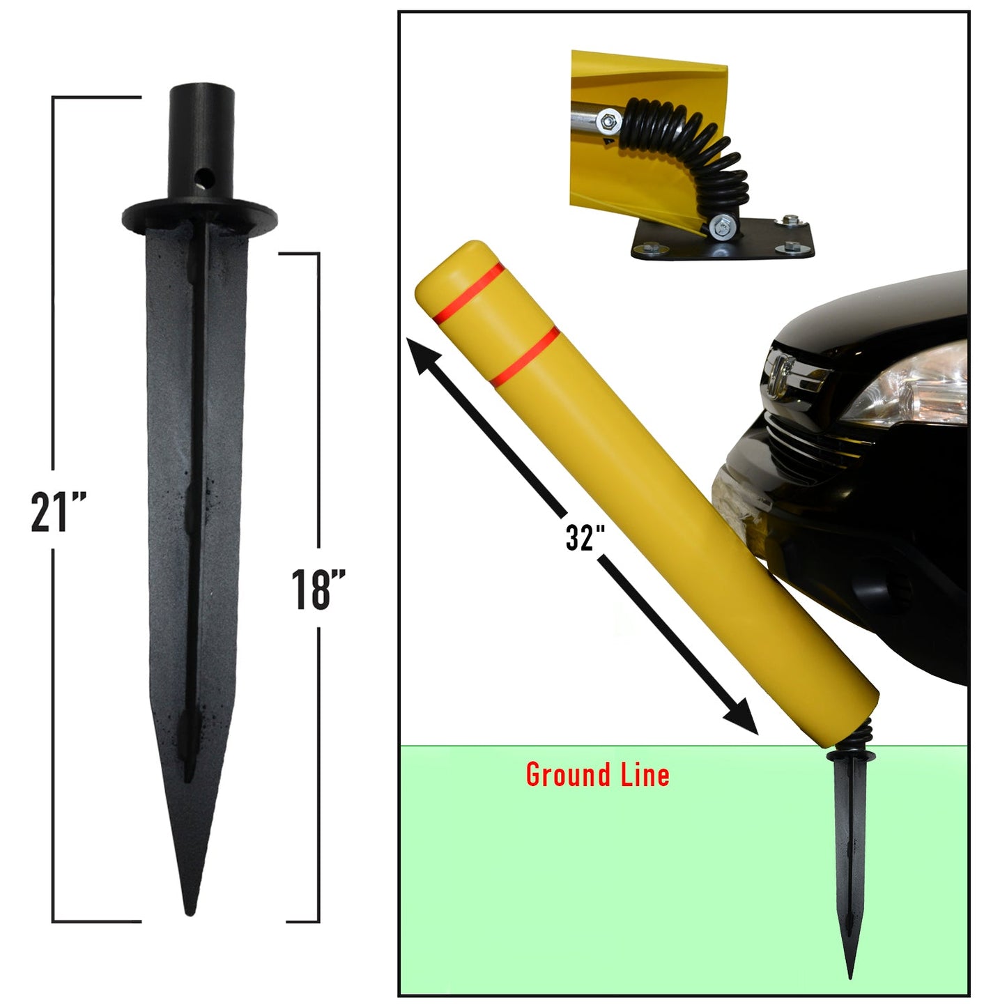 52″ FlexBollard-XL™ with 8' Signpost