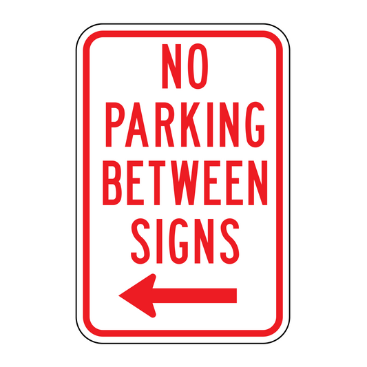 No Parking Between Signs To The Left