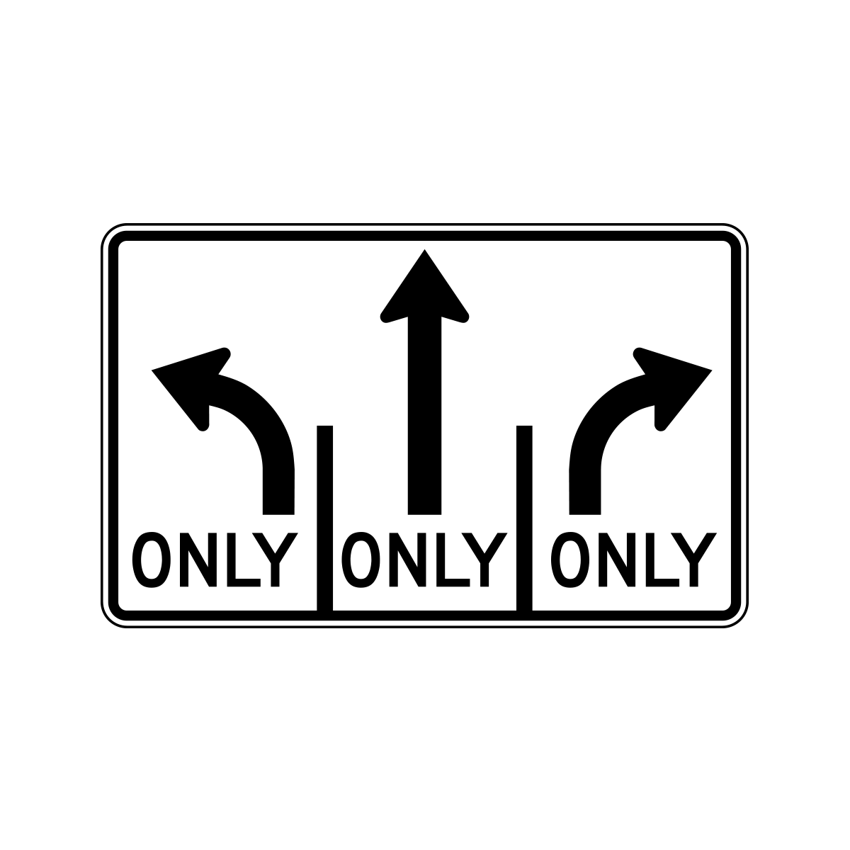 Advance Intersection Lane Control - 3 Lane (SNGL Left, Middle, SNGL Right)