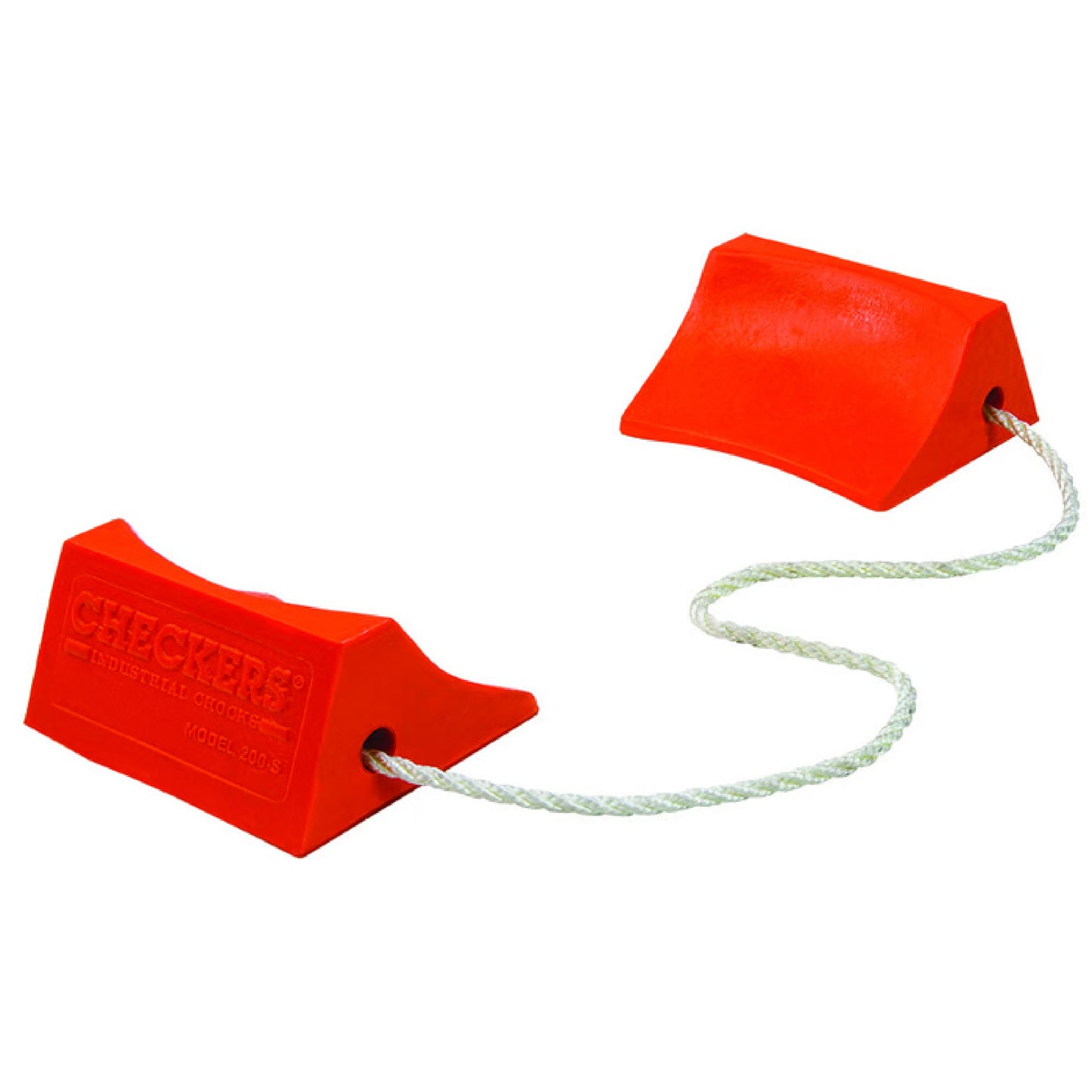 Aviation Wheel Chocks for Small Aircraft, Roped Pair, Orange