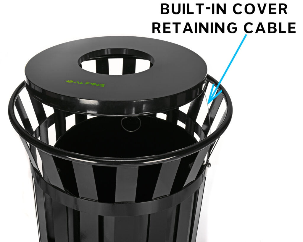 38 GALLON OUTDOOR METAL WASTE RECEPTACLE