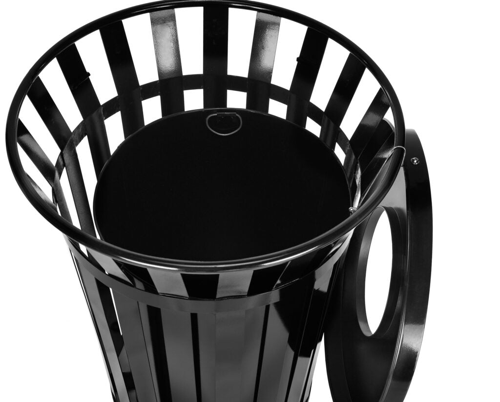 38 GALLON OUTDOOR METAL WASTE RECEPTACLE