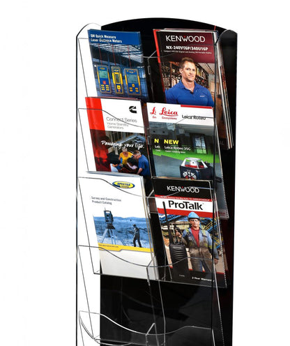 HANGING MAGAZINE RACK WITH CLEAR ACRYLIC ADJUSTABLE POCKETS