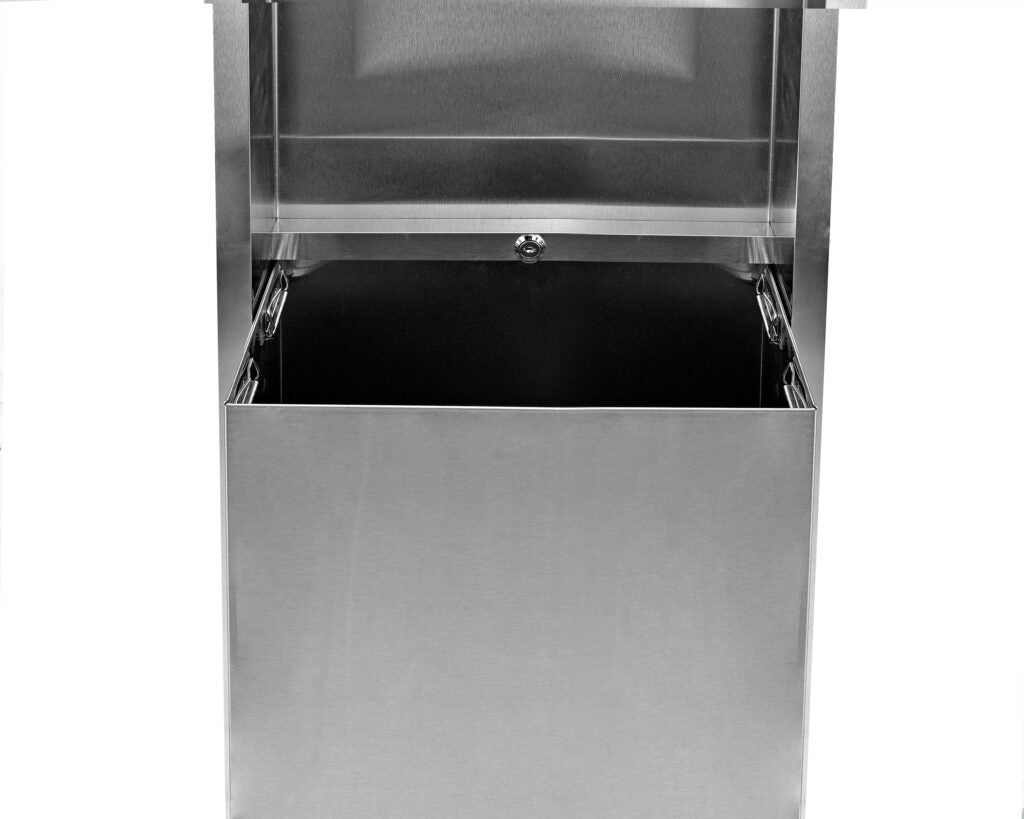 RECESSED STAINLESS STEEL PAPER TOWEL DISPENSER AND WASTE RECEPTACLE