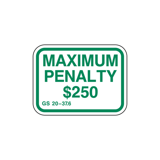 Maximum Penalty $250 (North Carolina)